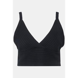 Ulla Popken  Bralette, maille côtelée, col V, coton bio 