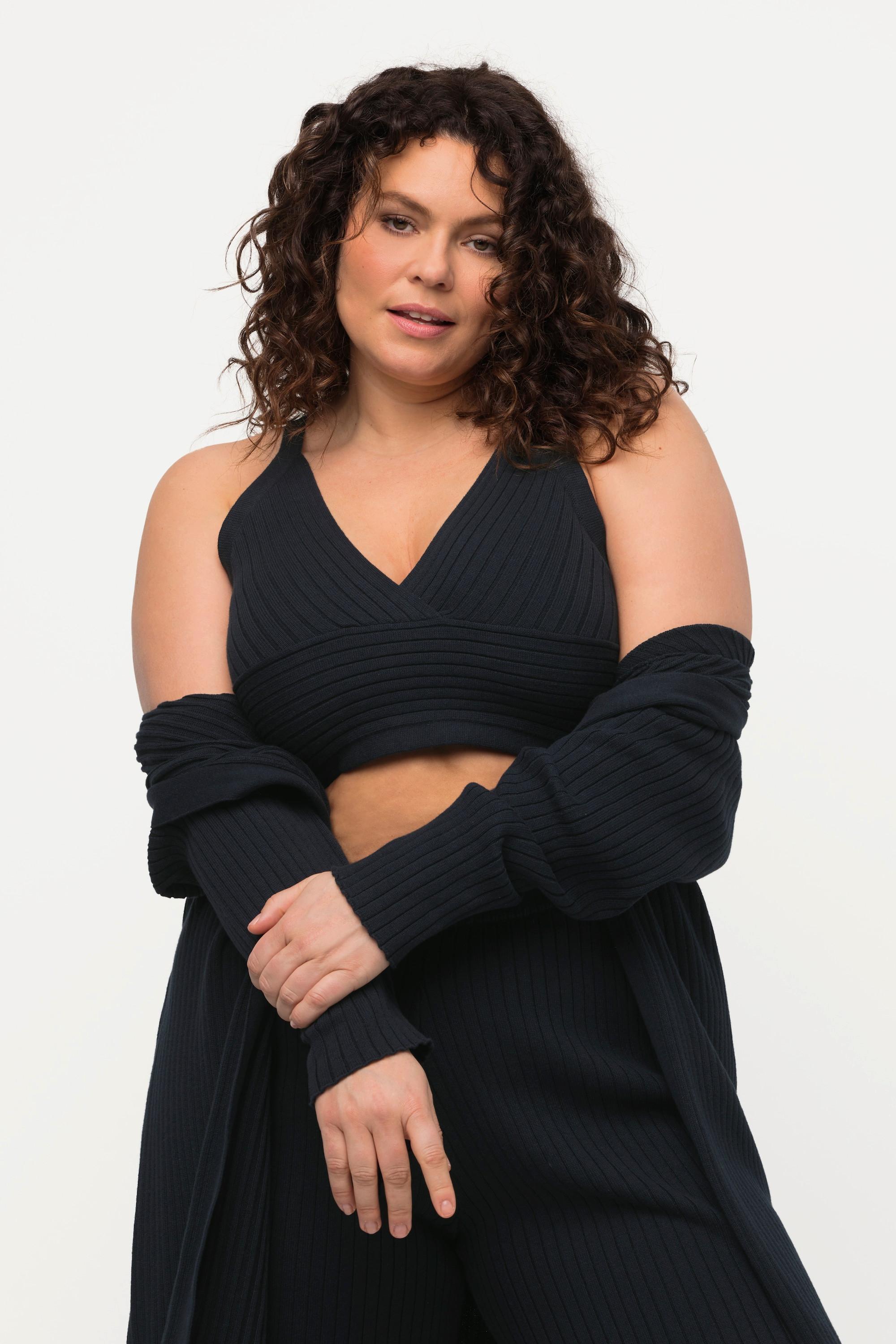 Ulla Popken Rippstrick V-Ausschnitt BH-Top  