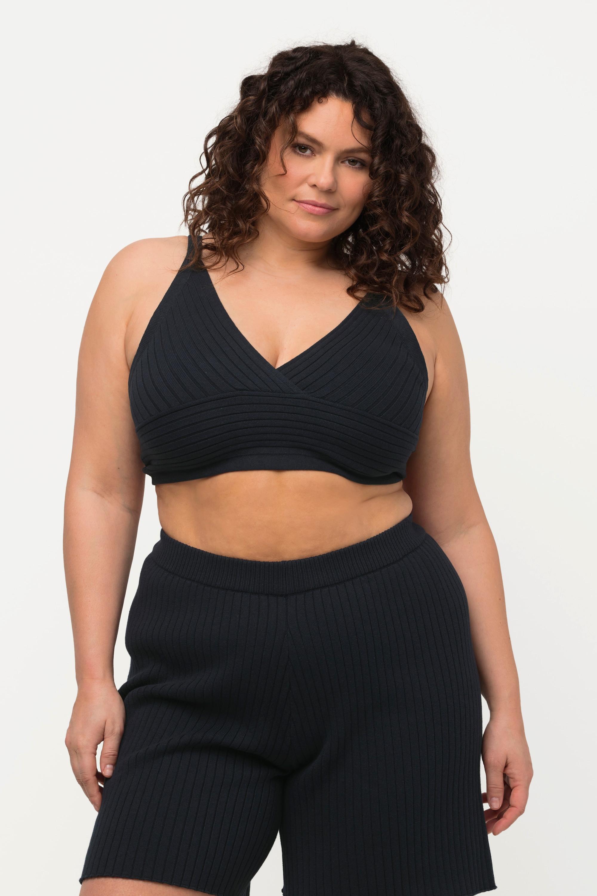 Ulla Popken Rippstrick V-Ausschnitt BH-Top  