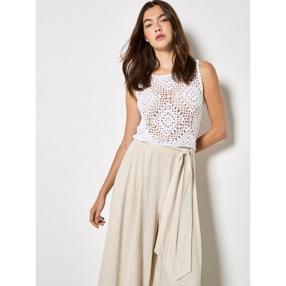 APRICOT Pantalon large en lin mélangé  