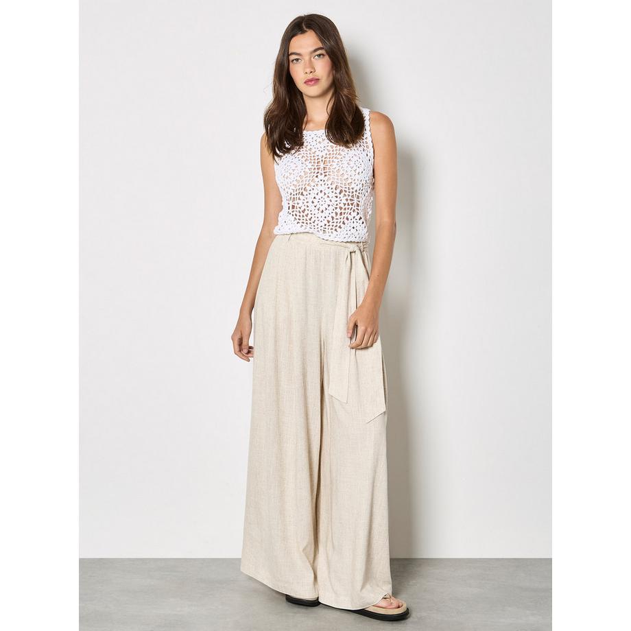 Pantalon large en lin mélangé