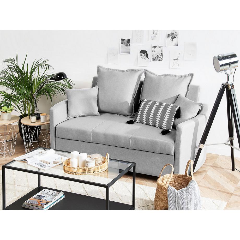 Beliani Canapé-lit en Tissu Scandinave HOVIN  