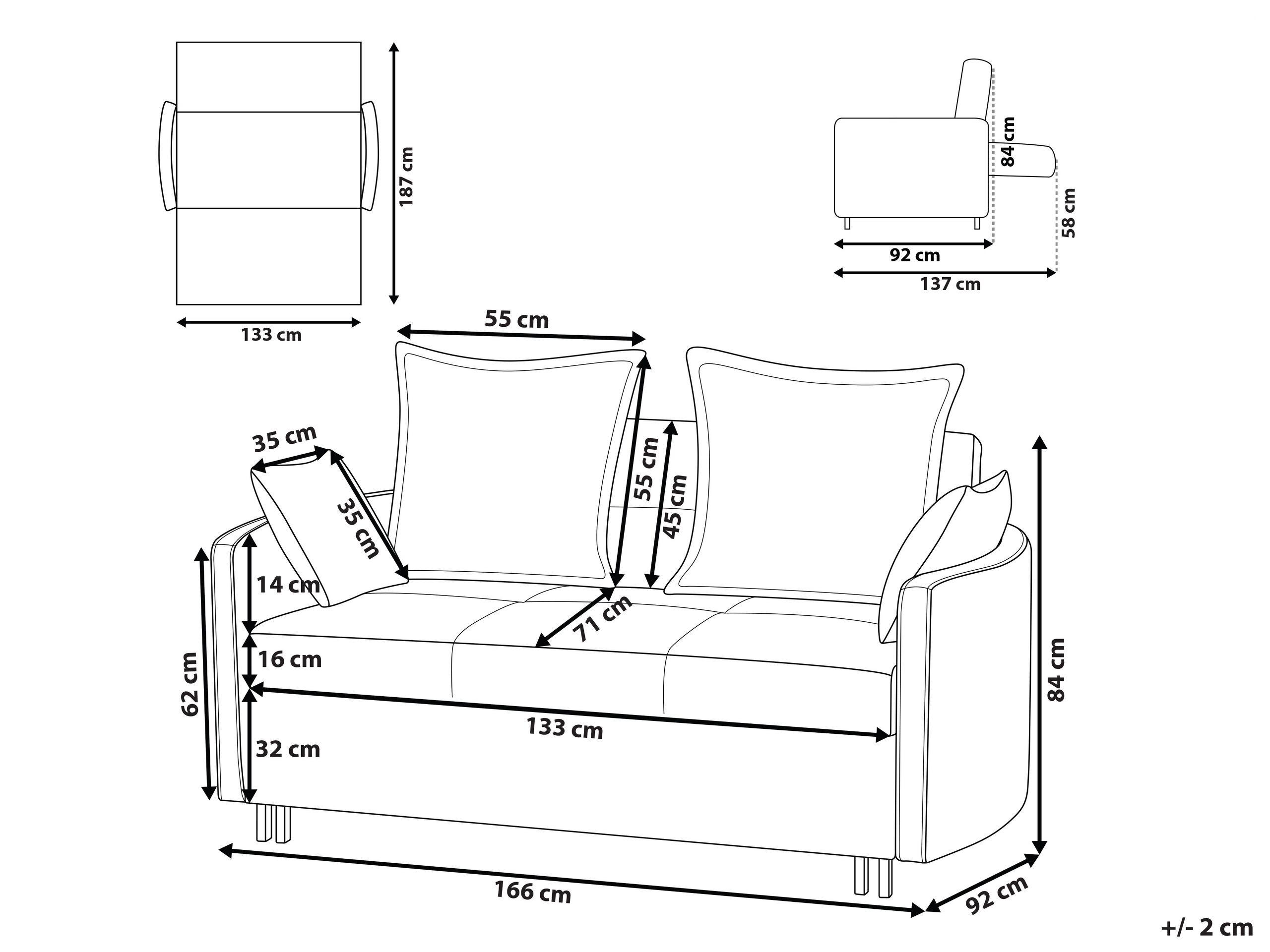 Beliani Schlafsofa aus Polyester Skandinavisch HOVIN  