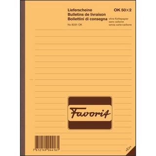 Favorit FAVORIT Lieferscheine D/F/I A5 8231OK rot/weiss 50x2 Blatt  