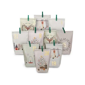Adventskalender Tüten mit Klammern Weihnachtsmotiv (72Teile)