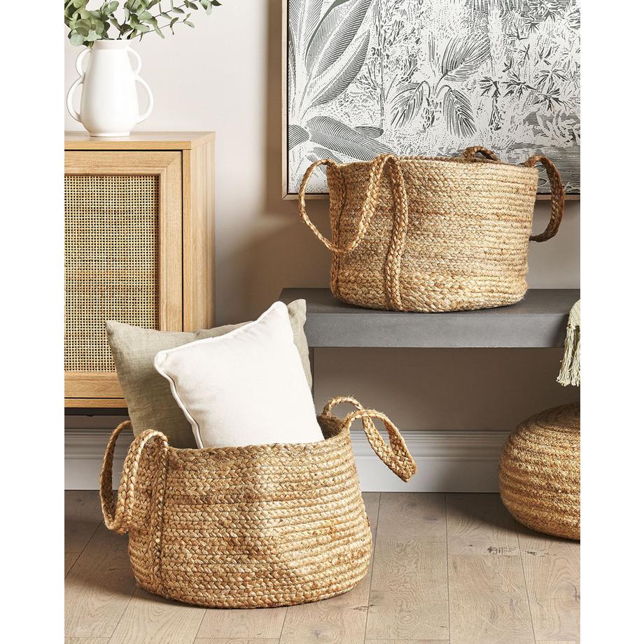Beliani Aufbewahrungskorb 2er Set aus Jute Boho KORNAK  