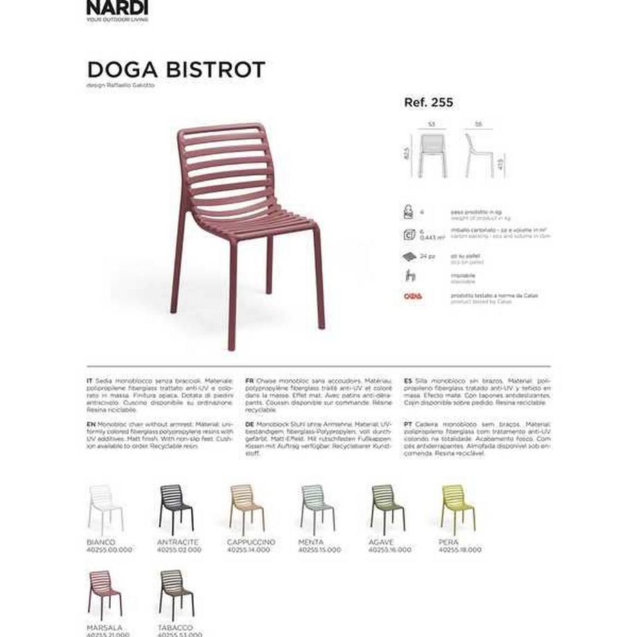 NARDI outdoor Sedia da giardino Doga Bistrot agave  