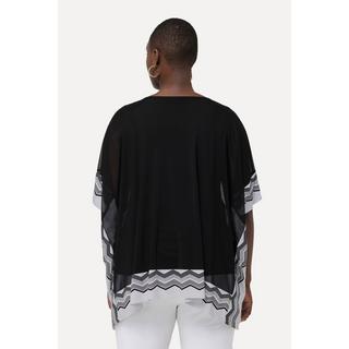 Ulla Popken  Blusa con bordure a righe, scollo a V e mezze maniche 