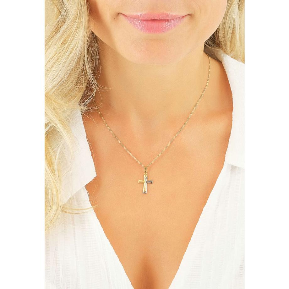 MUAU Schmuck  Pendentif croix or jaune 750, 23x13mm 