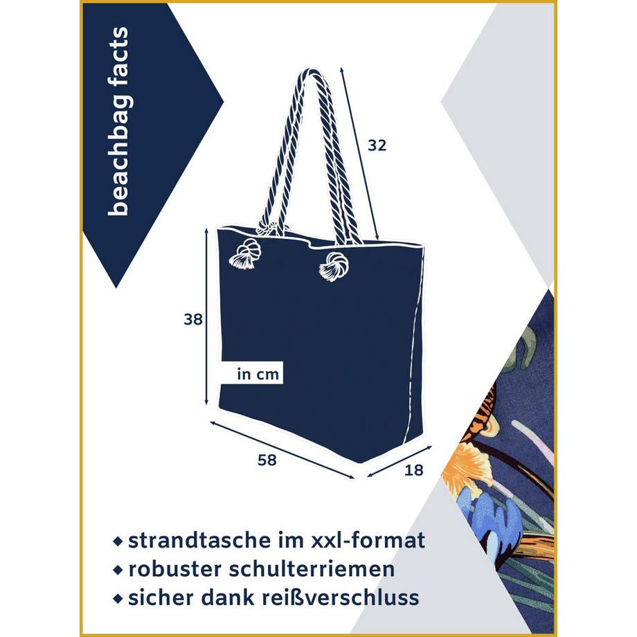 Only-bags.store Große wasserabweisende Strandtasche mit Reißverschluss  