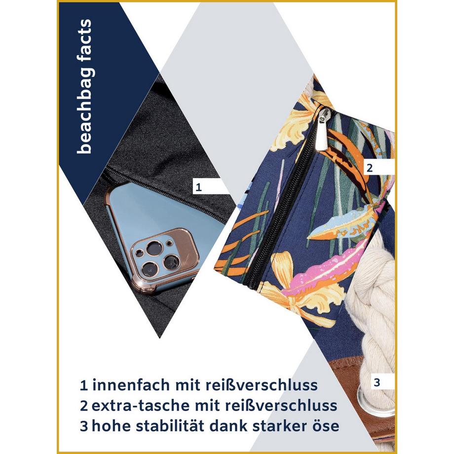 Only-bags.store Große wasserabweisende Strandtasche mit Reißverschluss  