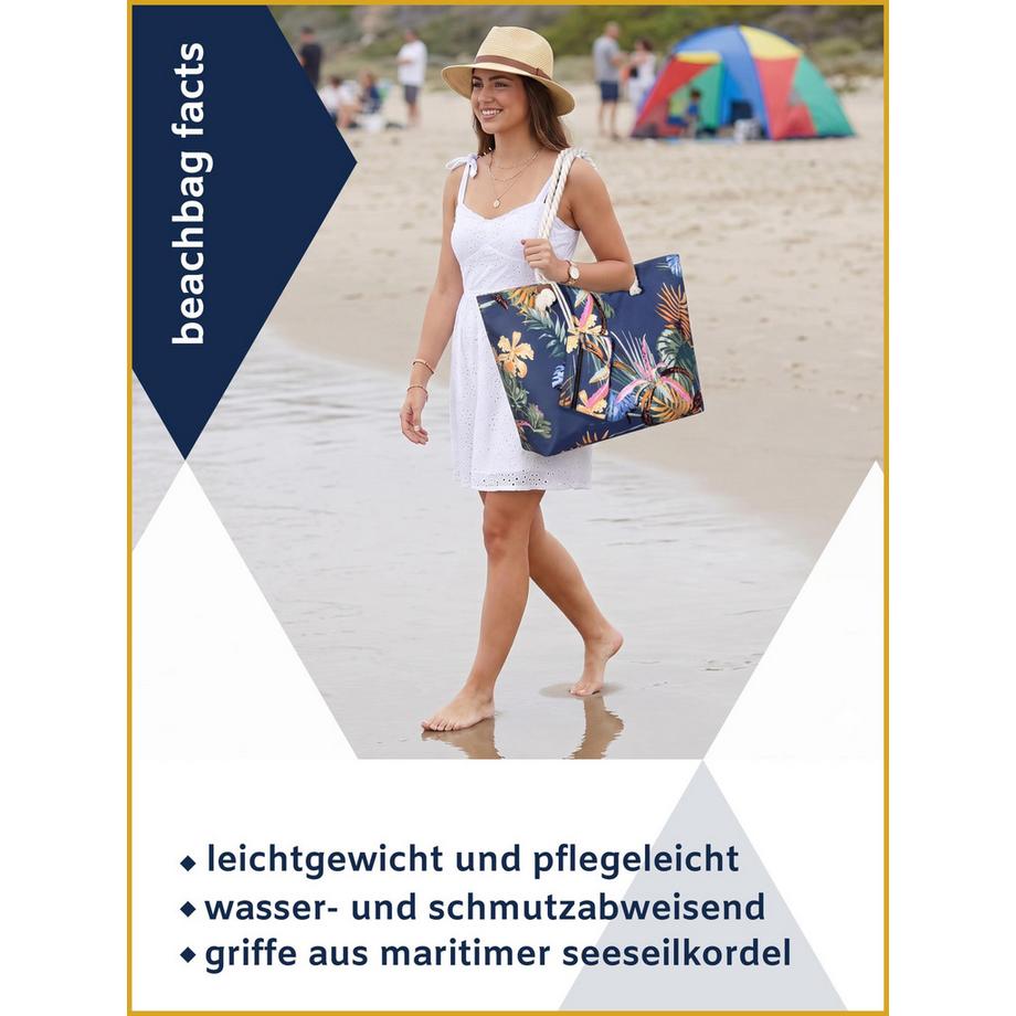 Only-bags.store Große wasserabweisende Strandtasche mit Reißverschluss  