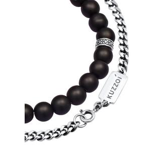 Kuzzoi  Bracelet Herren 2Er Set Onyx Panzer Look 925 Silber 