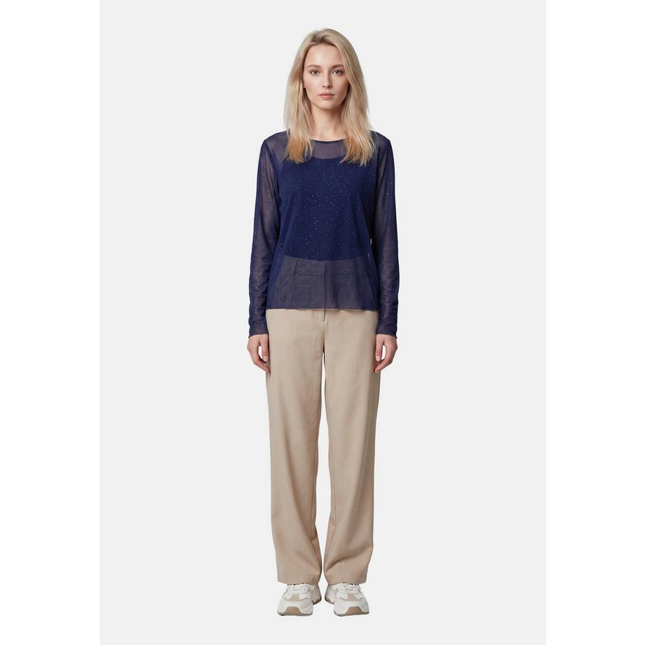 Chiara Ferretti Blusa maniche lunghe trasparente con dettaglio scintillante  