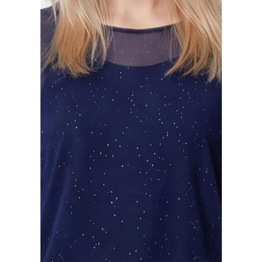 Chiara Ferretti Blusa maniche lunghe trasparente con dettaglio scintillante  