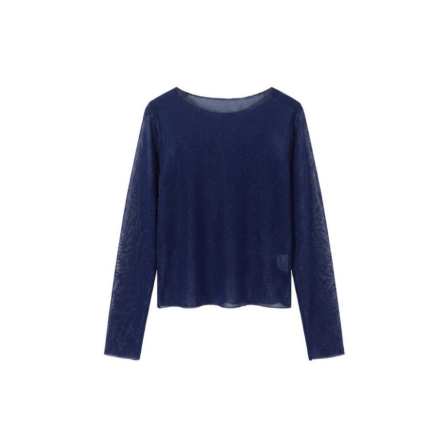 Chiara Ferretti Blusa maniche lunghe trasparente con dettaglio scintillante  