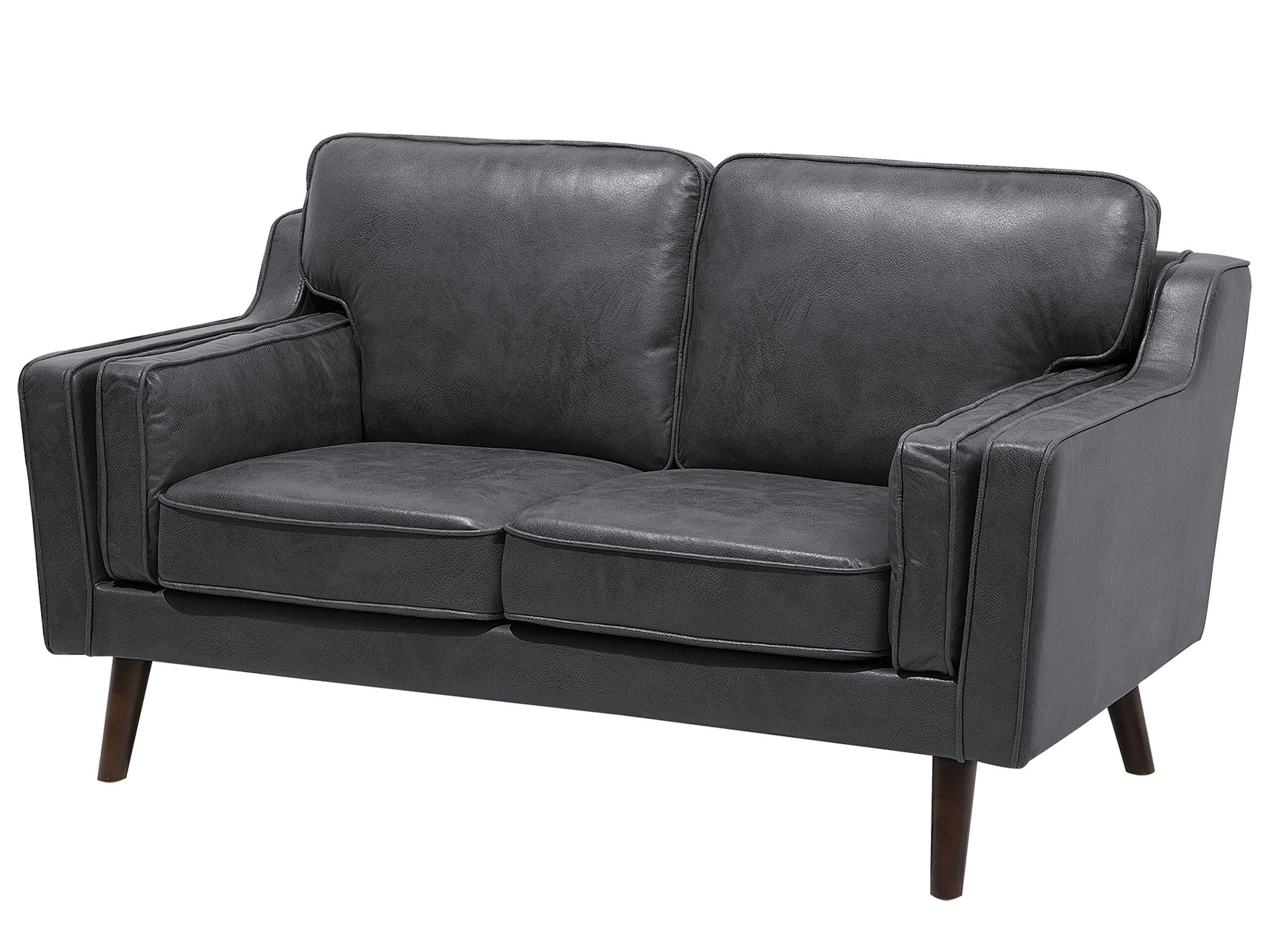 Beliani 2 Sitzer Sofa aus Kunstleder Retro LOKKA  