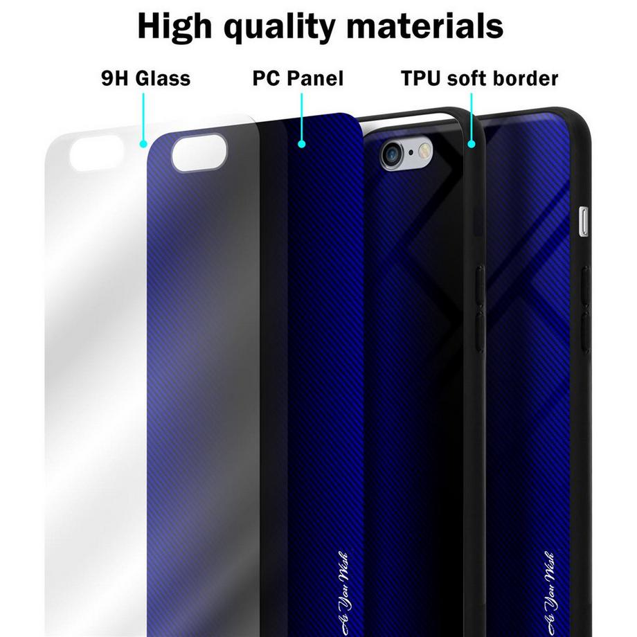Cadorabo  Housse compatible avec Apple iPhone 6 PLUS / 6S PLUS - Aspect rayé - Coque de protection en silicone TPU et dos en verre trempé 