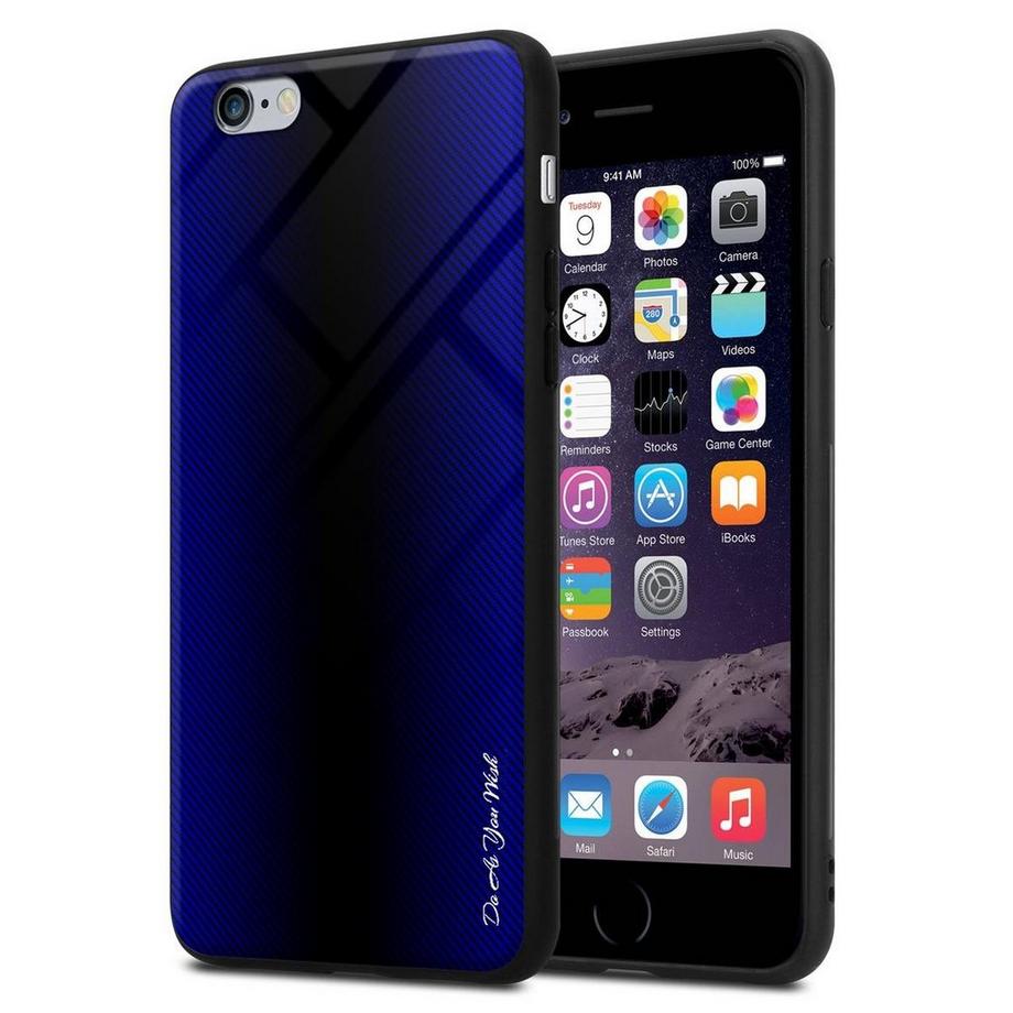 Cadorabo  Housse compatible avec Apple iPhone 6 PLUS / 6S PLUS - Aspect rayé - Coque de protection en silicone TPU et dos en verre trempé 