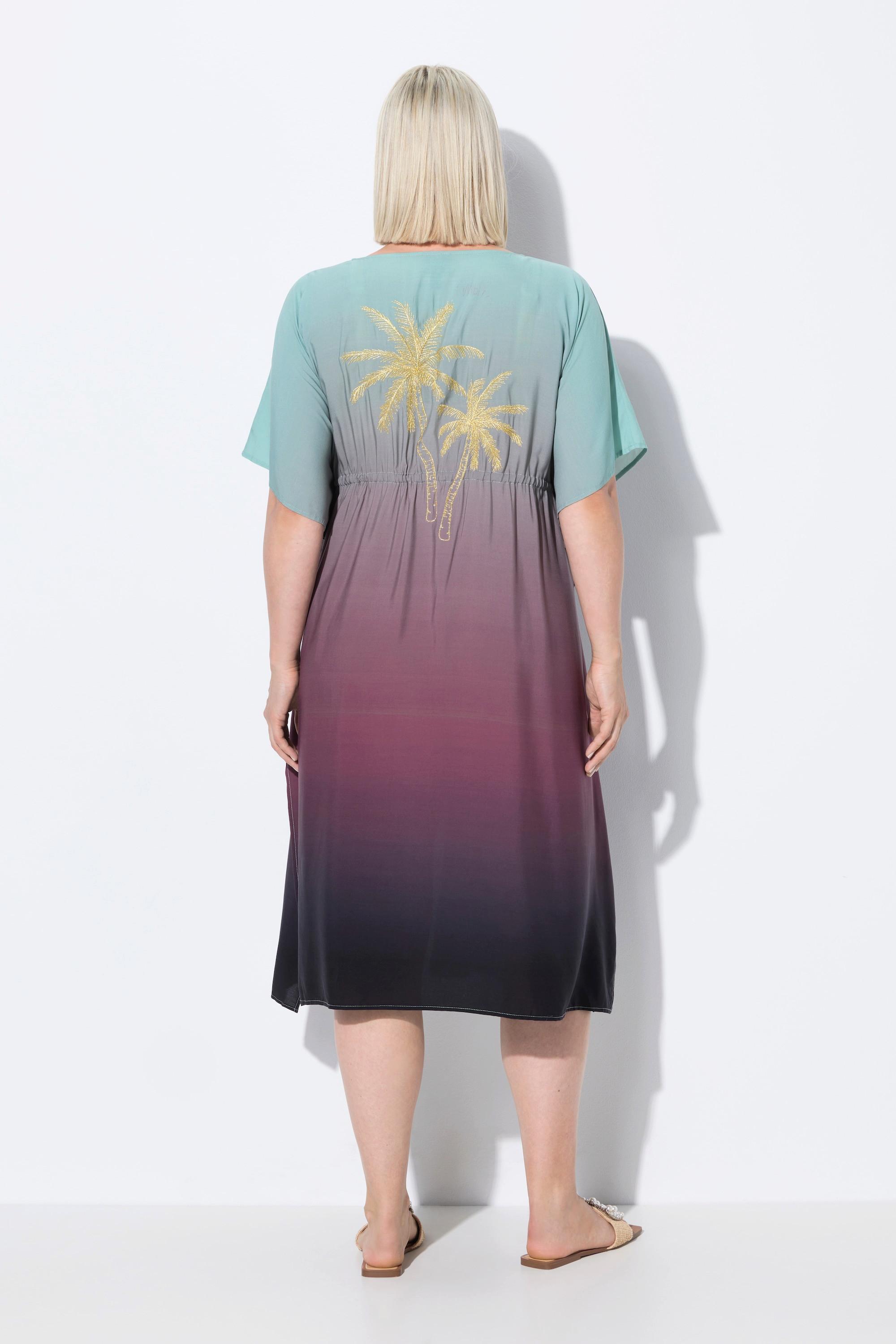 Ulla Popken Caffettano Sfumato Palme Scollo a V Mezza Manica  