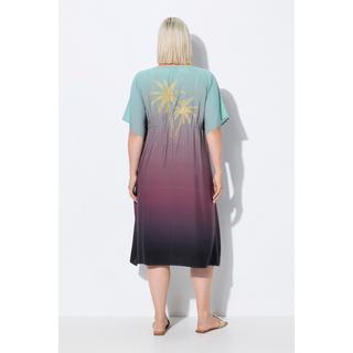 Ulla Popken Caffettano Sfumato Palme Scollo a V Mezza Manica  