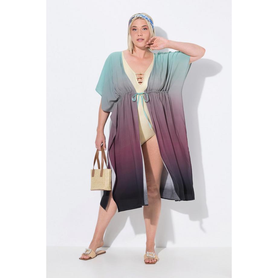 Ulla Popken  Caffettano con palme, gradiente, scollo a V e mezze maniche 