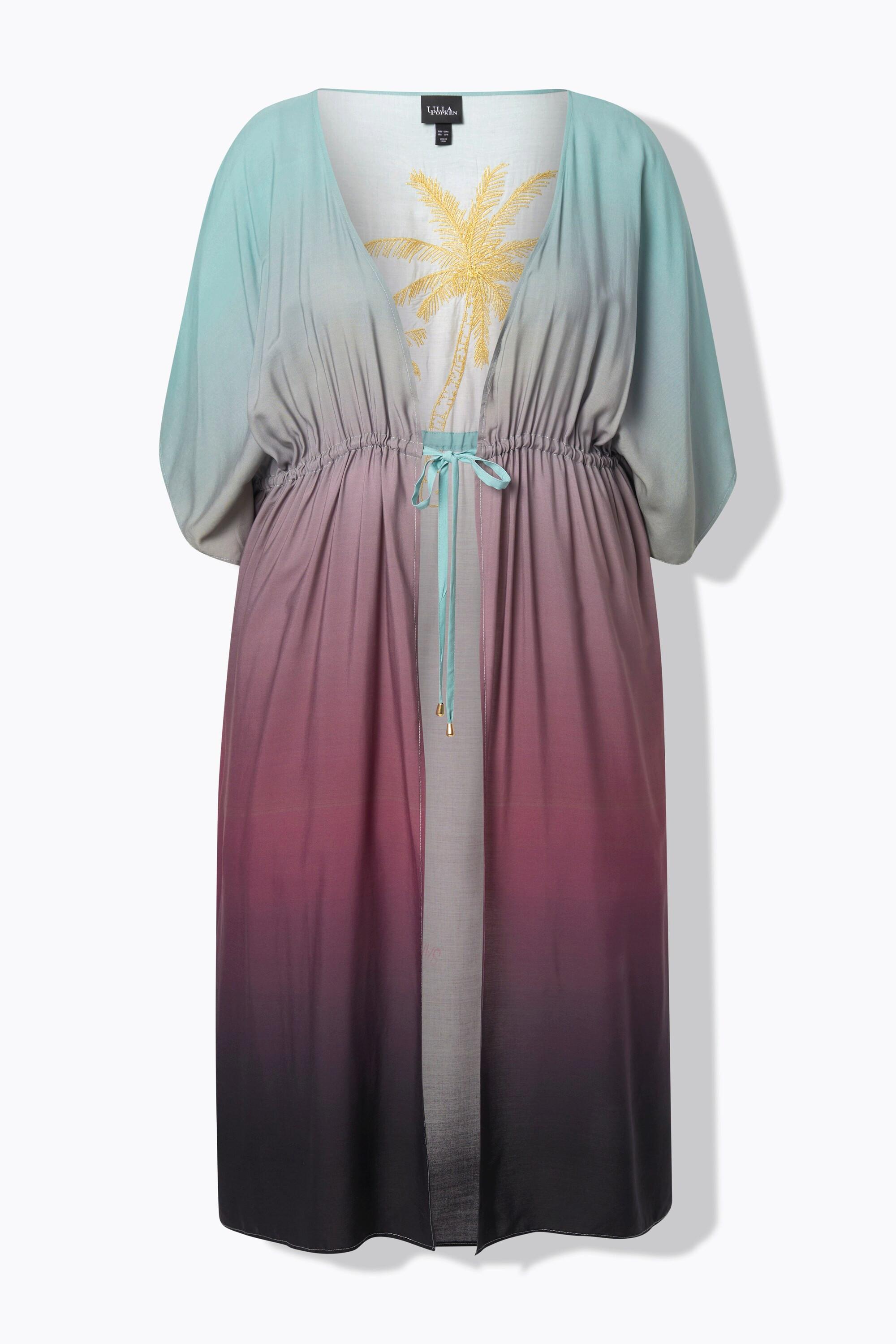 Ulla Popken Caffettano Sfumato Palme Scollo a V Mezza Manica  