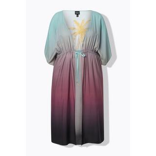 Ulla Popken Caffettano Sfumato Palme Scollo a V Mezza Manica  