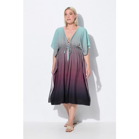 Ulla Popken Caffettano Sfumato Palme Scollo a V Mezza Manica  