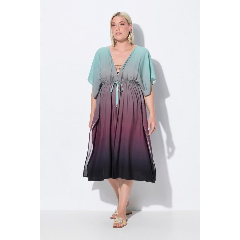 Ulla Popken  Caffettano con palme, gradiente, scollo a V e mezze maniche 