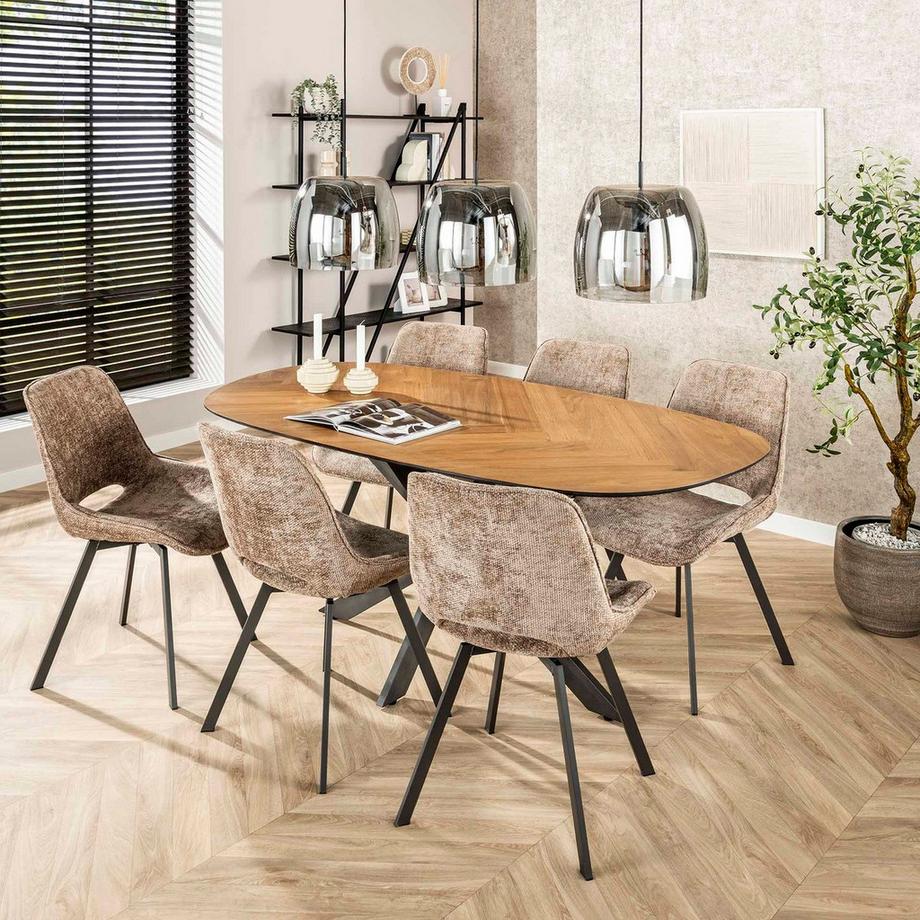 mutoni Chaise de salle à manger Swivel Rich champagne  