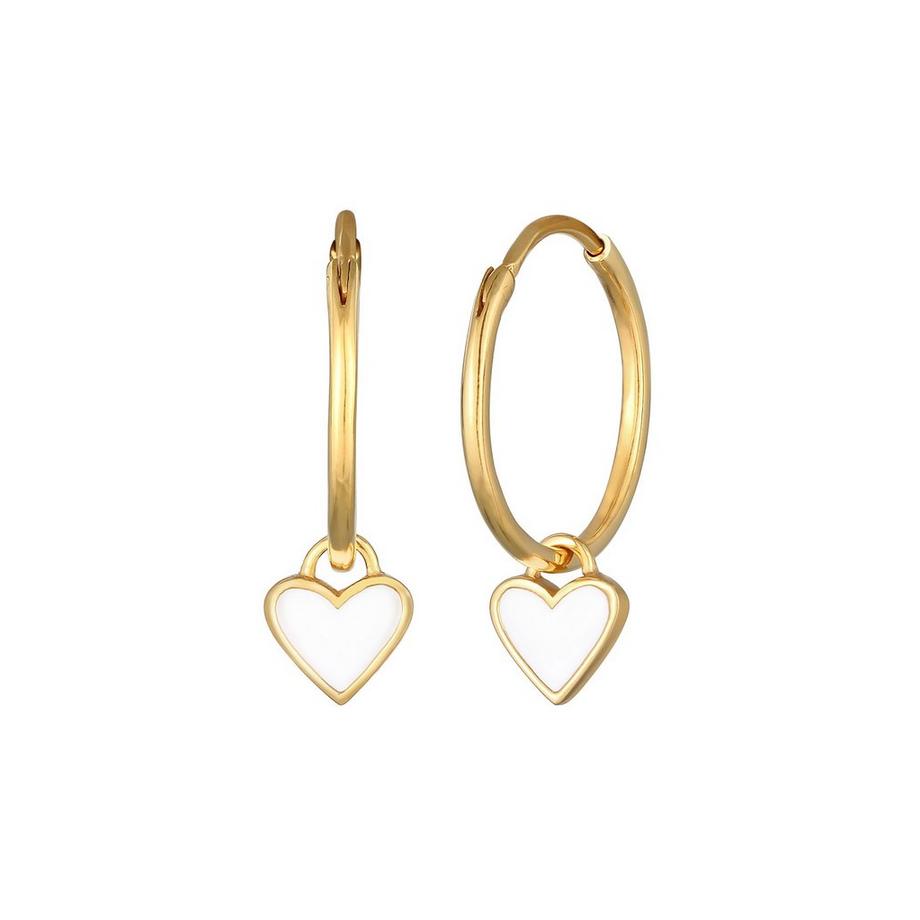 Elli  Ohrringe Creolen Hänger Herzen Emaille 925 Sterling Silber 