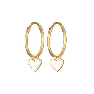 Boucles d'Oreilles Creolen Hänger Herzen Emaille 925 Sterling Silber