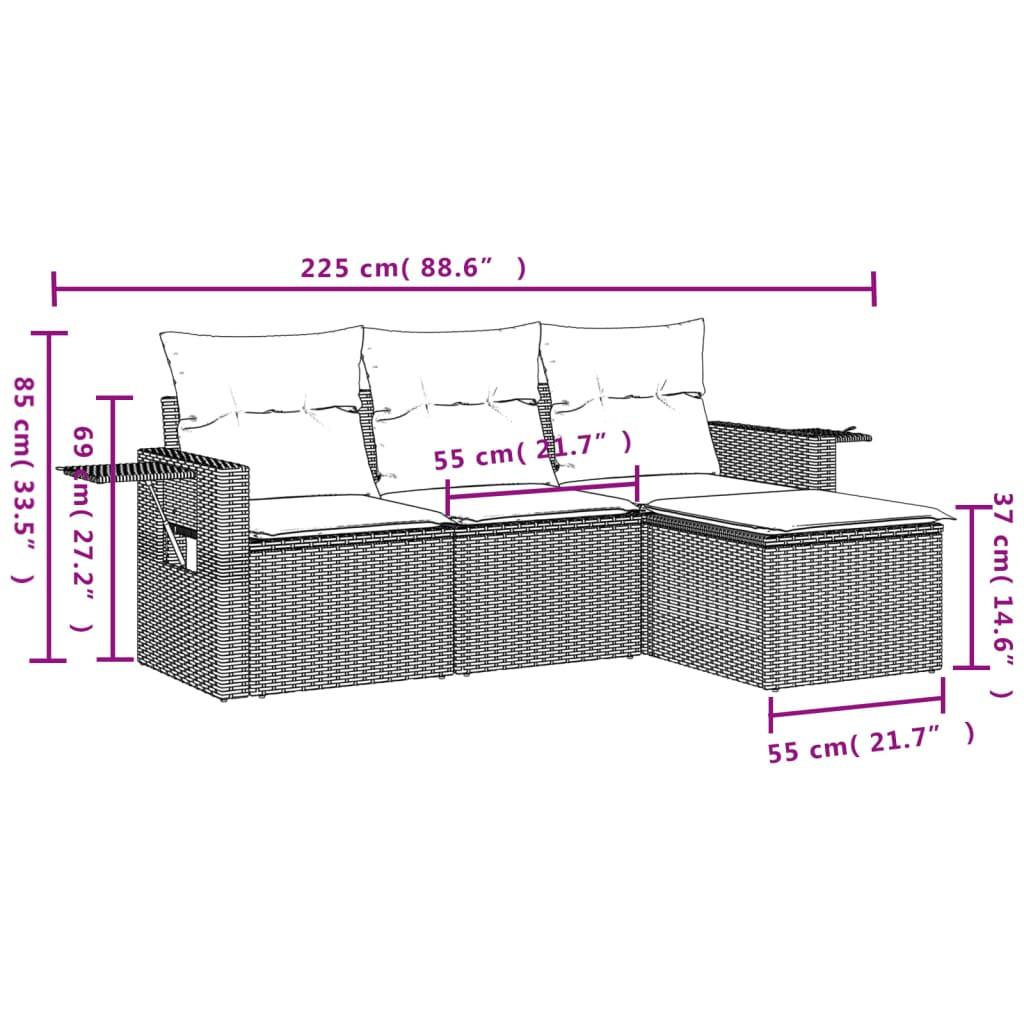 VidaXL Ensemble de canapés de jardin rotin synthétique  