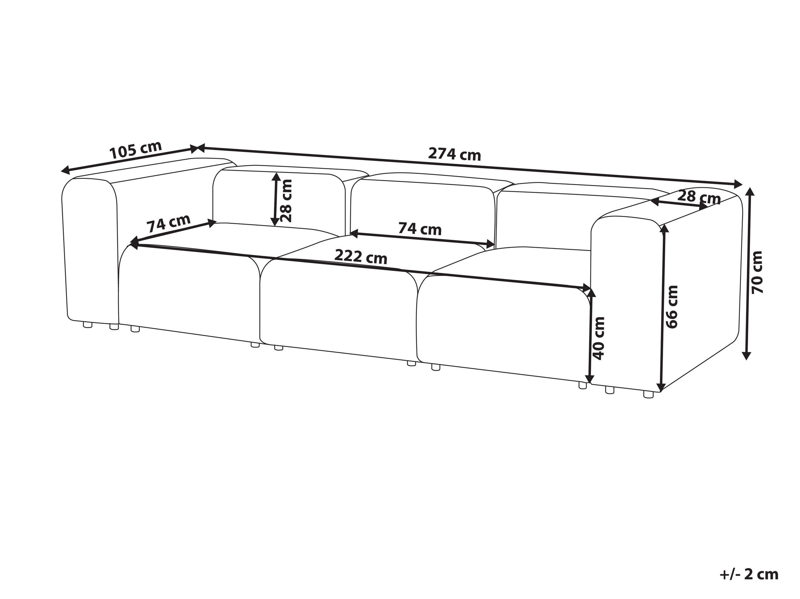 Beliani 3 Sitzer Sofa aus Samtstoff Modern FALSTERBO  