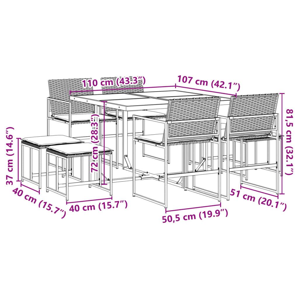 VidaXL set da pranzo da giardino Polirattan  