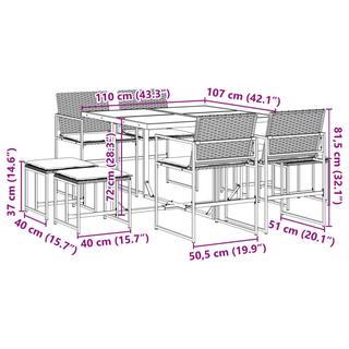 VidaXL set da pranzo da giardino Polirattan  