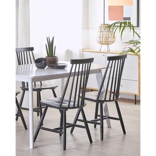 Beliani Esszimmerstuhl 2er Set aus Gummibaumholz Retro BURBANK  