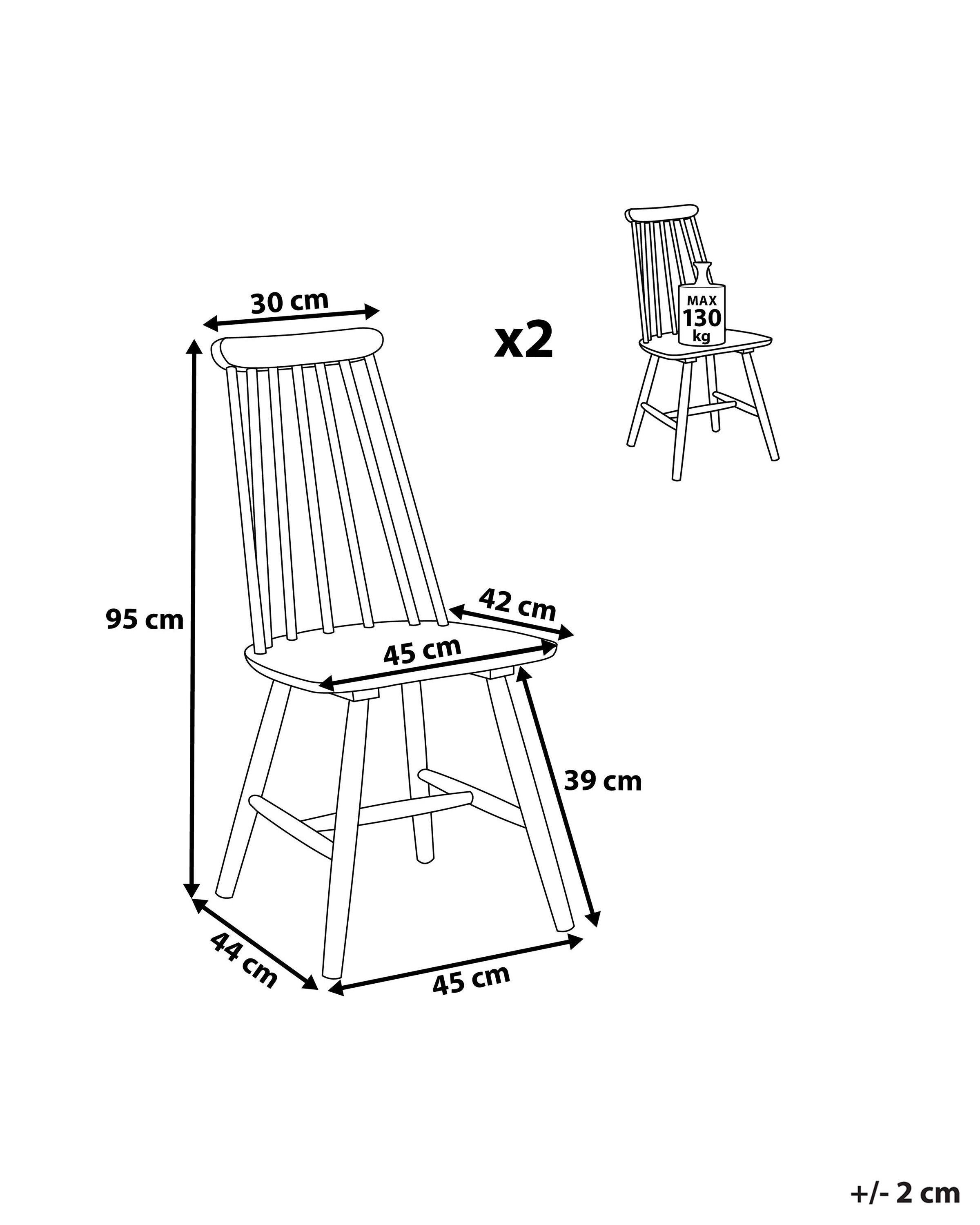 Beliani Chaise de salle à manger en Bois d'hévéa Rétro BURBANK  