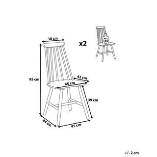 Beliani Chaise de salle à manger en Bois d'hévéa Rétro BURBANK  