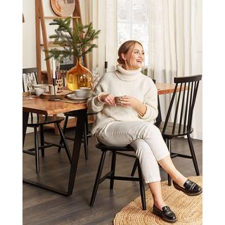 Beliani Esszimmerstuhl 2er Set aus Gummibaumholz Retro BURBANK  