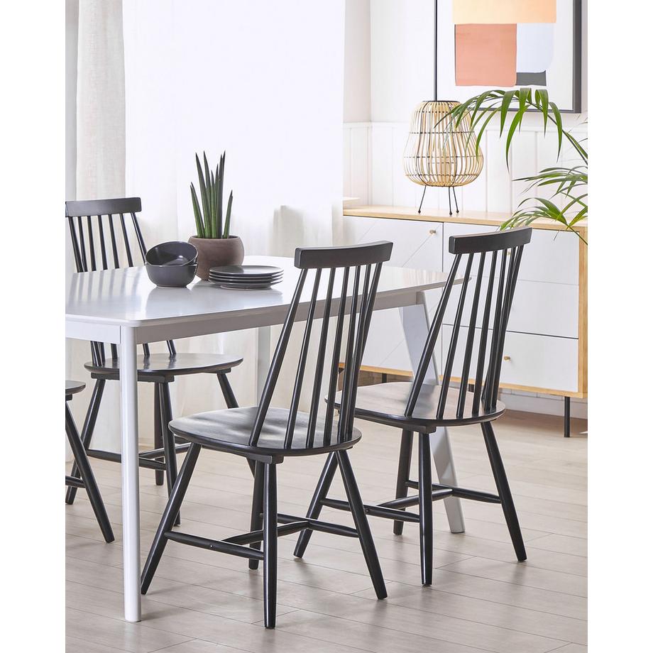 Beliani Esszimmerstuhl 2er Set aus Gummibaumholz Landhausstil BURBANK  