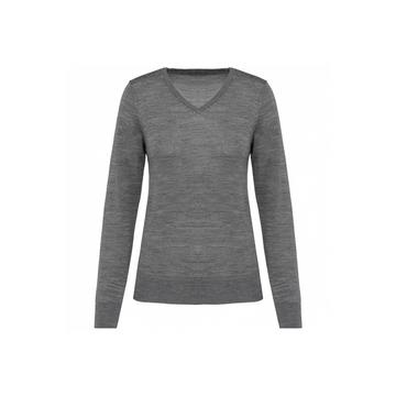 merino-pullover mit v-auchnitt, damen