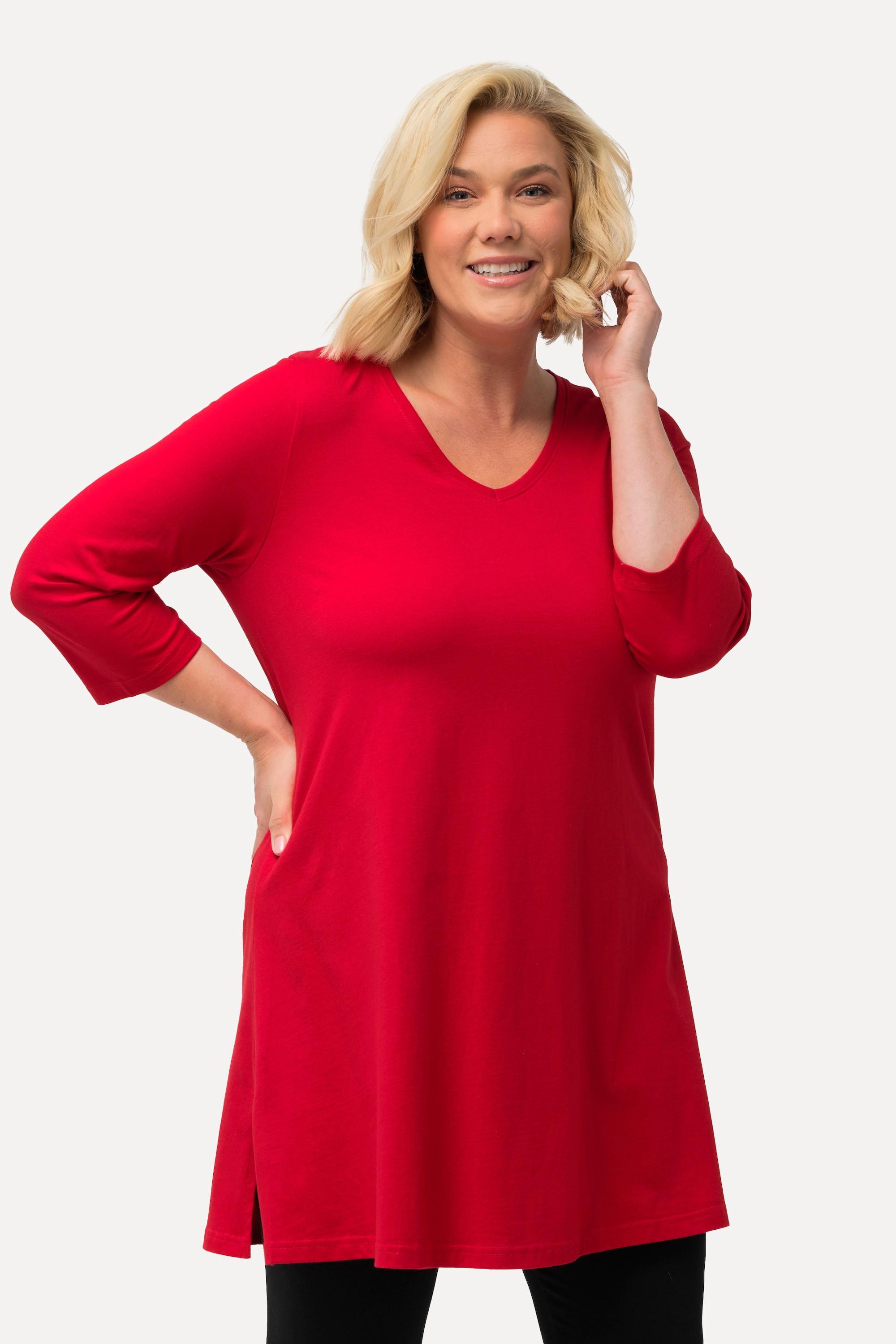 Ulla Popken  Longshirt, A-Linie, V-Ausschnitt, 3/4-Arm 