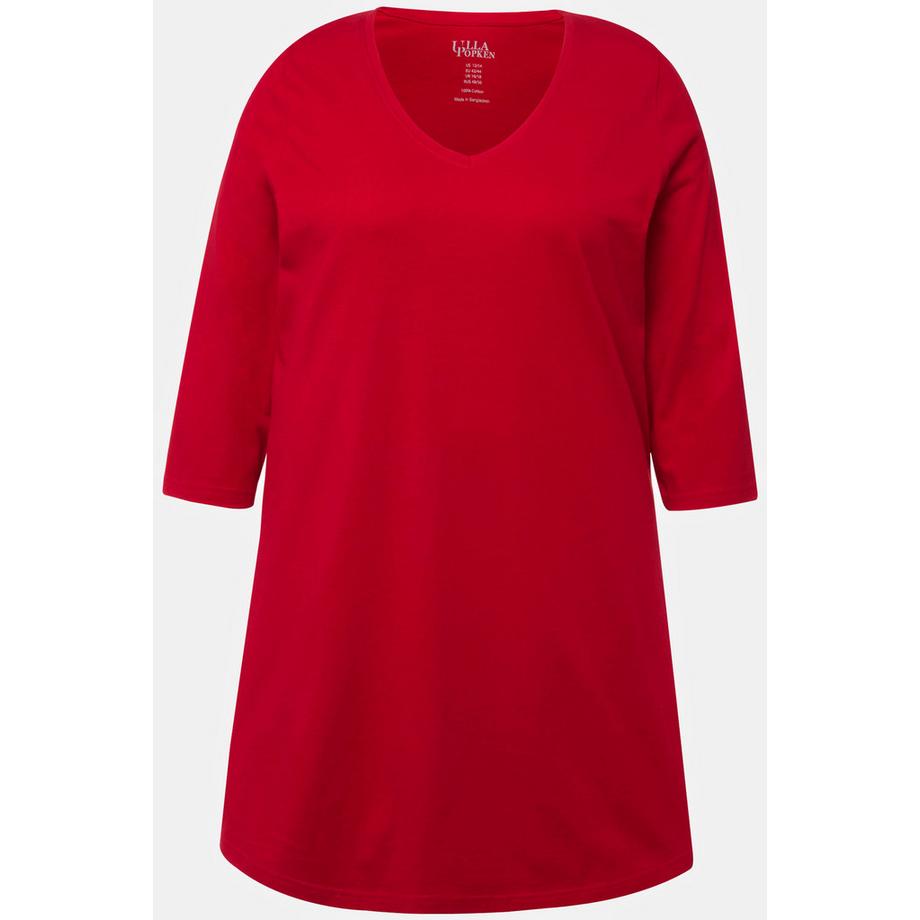Ulla Popken Longshirt A-Linie V-Ausschnitt 3/4-Arm  
