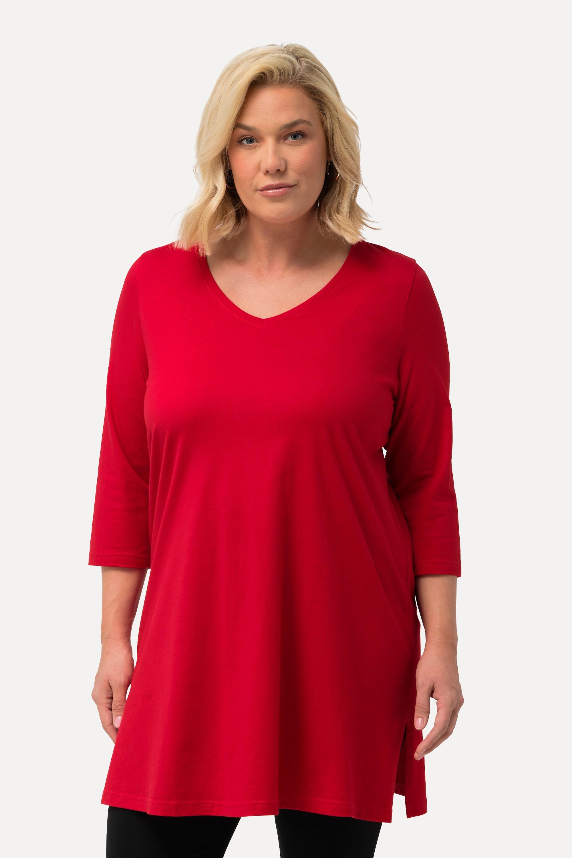 Ulla Popken  Longshirt, A-Linie, V-Ausschnitt, 3/4-Arm 