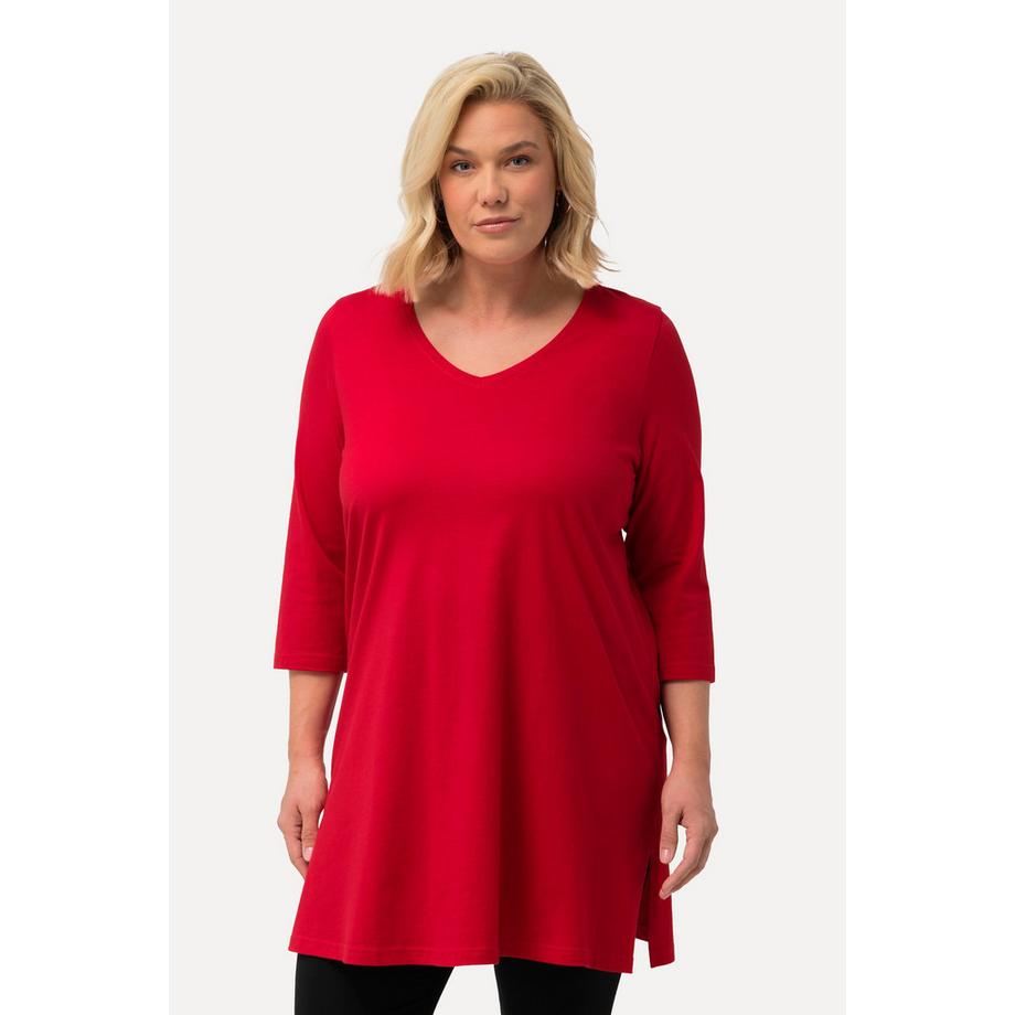 Ulla Popken Longshirt A-Linie V-Ausschnitt 3/4-Arm  