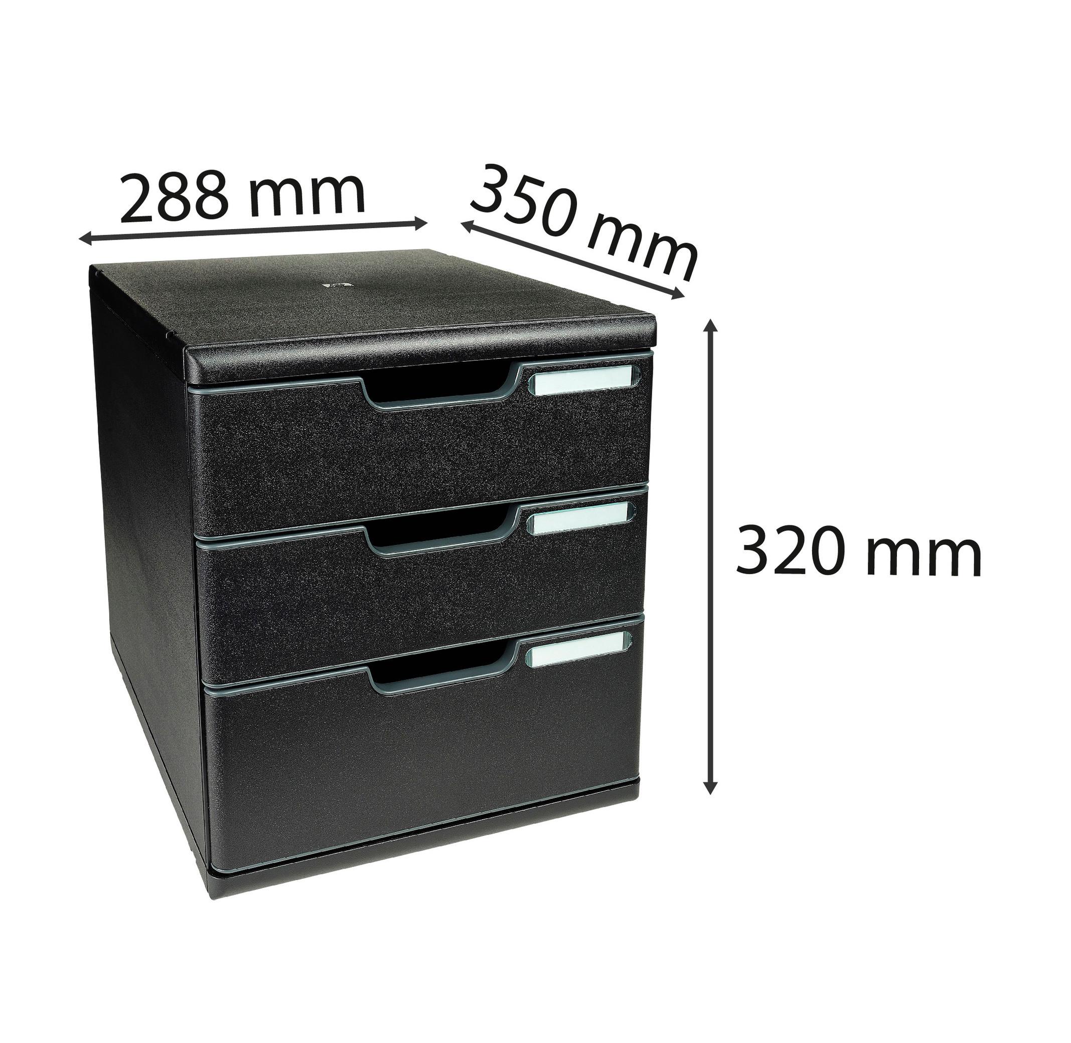 Exacompta Module de classement Modulo Ecoblack 3 tiroirs fermés  