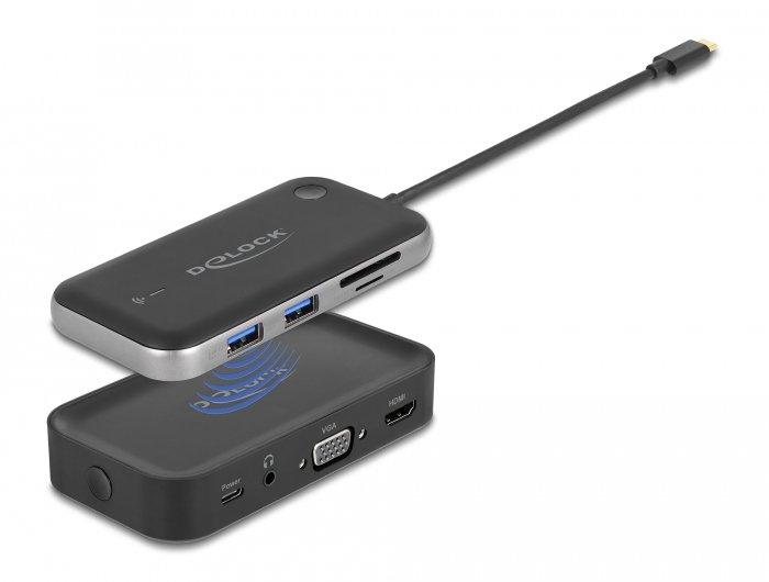 DeLock  DeLOCK Display wireless Adattatore USB Type-C Full HD - HDMI + VGA con lettore di schede e Hub 