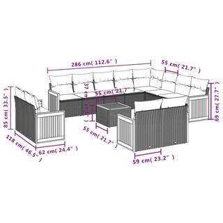 VidaXL set divano da giardino Polirattan  